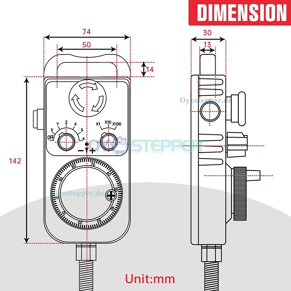 4/6 Achsen CNC MPG Handrad 100PPR mit Not-Aus f&uuml;r CNC Fr&auml;smaschinen